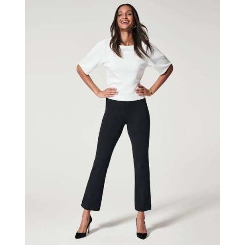 Spanx The Perfect Pant Kick Flare Black Womens Medium Pull On Ponte Knit Stretch